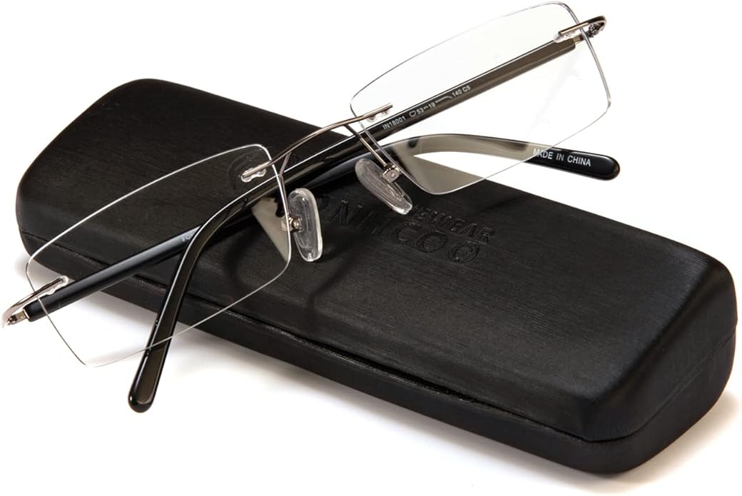 FONHCOO Blue Light Blocking Glasses Anti Blue Ray Unisex Lightweight Rimless Frameless Rectangle Computer Gaming Glasses