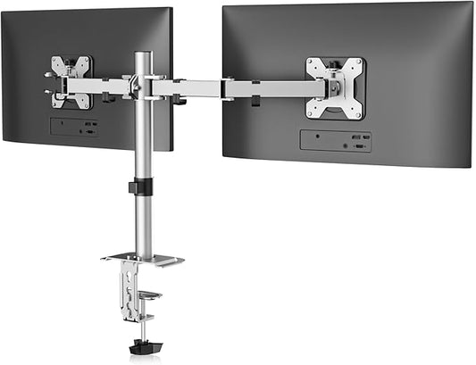 Suptek Dual Monitor Desk Mount, Adjustable Dual Monitor Arm for 2 Monitor Screens up to 38 inch, Extra Tall 15.75" Pole Monitor Stand for Desk, Holds up to 22 lbs,Silver(MD9442MS)