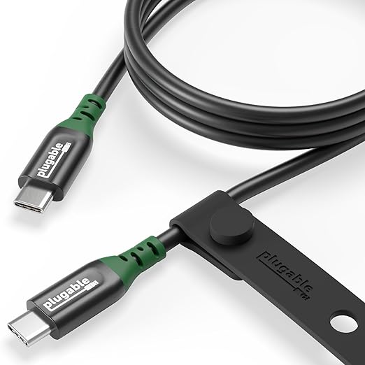 Plugable USB C Cable, 240W Charging Cable 20Gbps, 4K 120Hz, 8K 60Hz USB-C Monitor, for iPhone, MacBook, iPad, Samsung Galaxy, 3.3 Feet (USBC-240W-1M)