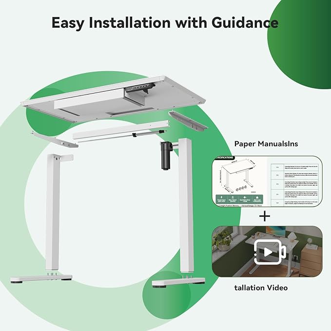 Glass Standing Desk with Drawer, 35×20Inch Whole Piece Height Adjustable Rising Desk, Electric Sit Stand Desk with Wheels, Small Computer Desk, White