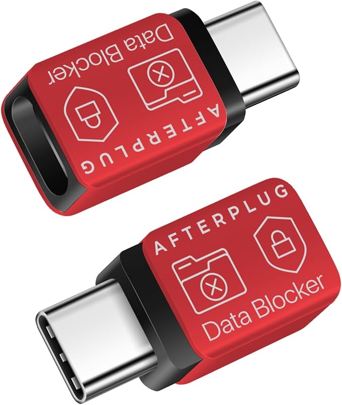 USB-C to USB-C Data Blocker, Anti Juice Jacking, for Charge-Only, Supports up to 240W PD Charging (2-Pack), Red