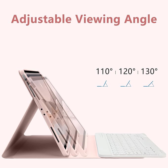 TQQ for iPad Air 13-inch (M4/M3/M2, 2026/2025/2024) & Pro 12.9 inch Case with Keyboard, Keyboard case for 12.9-inch iPad Pro 6th/5th Gen - with Pencil Holder for iPad Air 13-inch 2026 (Pink)