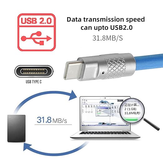 NFHK Blue USB4 Type C Male to Female 240W Power 40Gbps Data 8K Video Adapter Low Profile Left Right Angled for NS Phone Laptop