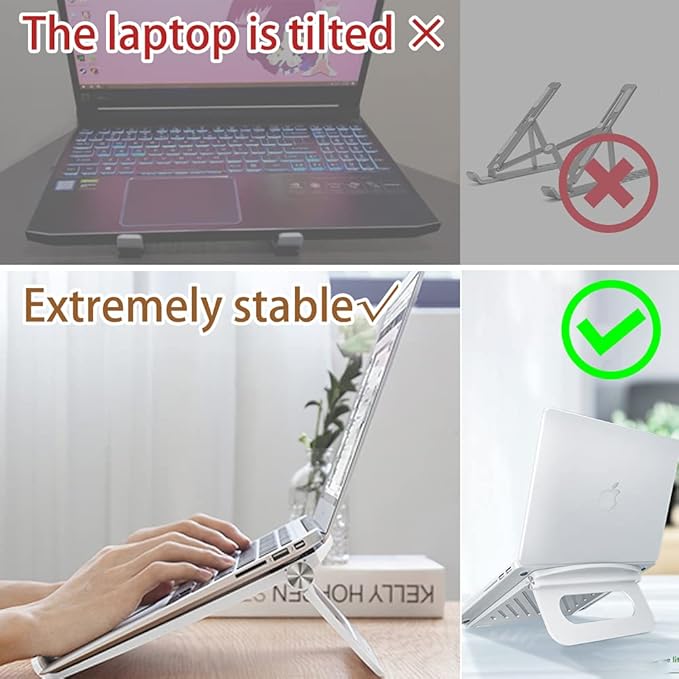 Laptop Stand for Desk Stable Foldable Adjustable Multi-Angle Computer Desktop Holder Ventilated Lapdesks Riser for Mackbook, Lenovo, Dell, iPad, HP - Within 17' (Pink)