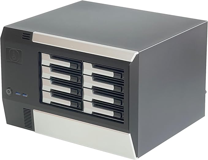 Generic ZhenLoong-X86 8 Bay NAS case Server Storage Chassis Hard Disk Drive hot-swap 12Gb backbplane SFF8643 Interface Support MATX/ITX MB/USB3.0 * 2 Come with PCIe X4 8 SATA Expansion Card