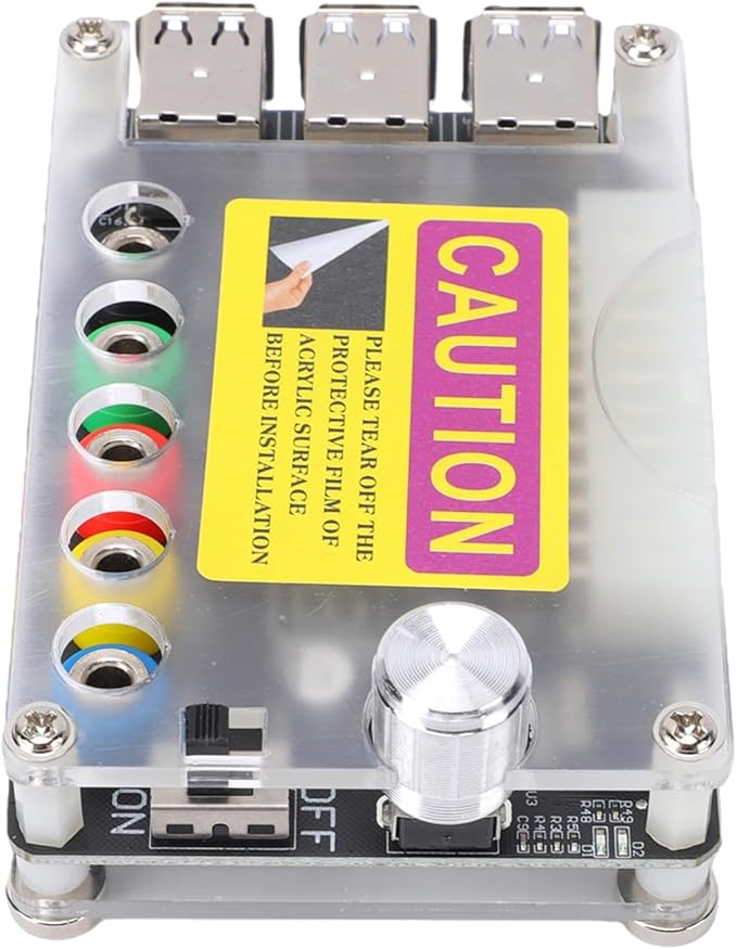 Hilitand Power Supply Expansion Board, Acrylic Enclosure with 6 USB Ports and Adjustable Voltage, for Network Communication Devices and Low Power Modules