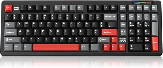 LINGBAO K98 Wireless Mechanical Gaming Keyboard, Tri-Mode BT5.0/2.4GHz/USB-C, Gasket Custom Hot-Swappable Linear Switches Creamy Keyboard with Number Pad, RGB Backlit Gaming Keyboard for PC Laptop