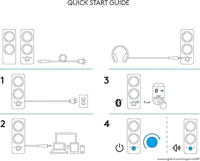 Logitech Z207 2.0 Stereo Computer Speakers with Bluetooth
