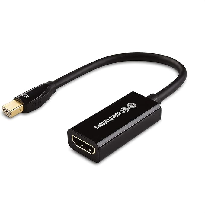 Cable Matters 4K Mini DisplayPort to HDMI 4K Adapter (Mini DP to HDMI Adapter) in Black - Thunderbolt and Thunderbolt 2 Port Compatible