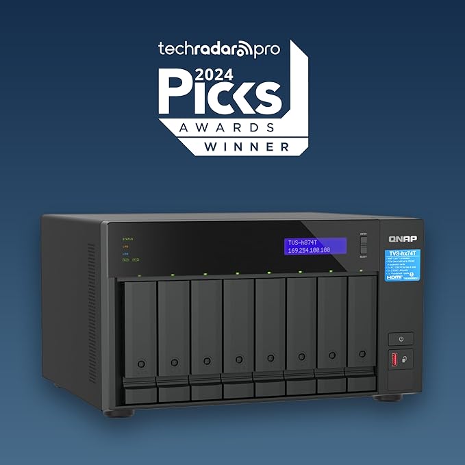 QNAP TVS-h874T-i9-64G-US 8 Bay High-Speed Desktop NAS with Intel 12th Gen CPU, up to 64GB DDR4 Memory, Thunderbolt 4 and 2.5GbE connectivity (Diskless)