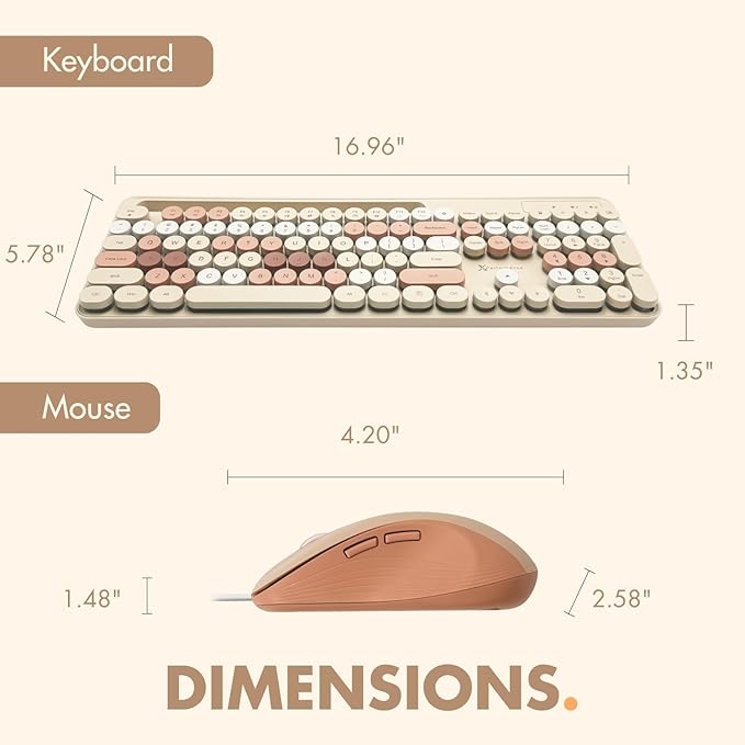 X9 Wireless Keyboard and Mouse Combo with Phone/Tablet Holder - Full-Sized 109 Keys Pastel Keyboard and Adjustable DPI, Backlit Keyboard and Mouse for PC, Windows, MAC, Desktop, Laptop - Brown