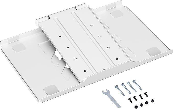AVLT Adjustable Laptop Tray with Support for 120mm Fan Compatible with VESA 75x75 Monitor Arm - Fits Up to 17 Inch Laptop - White (Fan Not Included)
