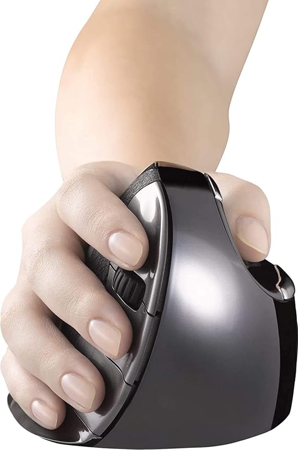 Evoluent Mouse VMDMW - VerticalMouse D, Right Hand Ergonomic Design, Evoluent Vertical Mouse D Medium with Wireless Connection for Laptop and PC, Plus Jestik Microfiber Cloth