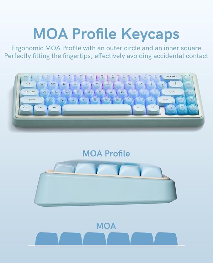 132 Keys PBT Keycaps, Jelly Keycaps Cute Custom Creamy Key caps MOA Profile for 61/68/84/87/98/100 Cherry Gateron MX Mechanical Keyboards, Blue