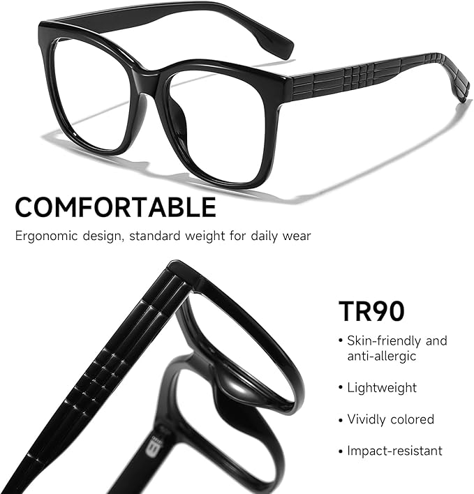 Oversized Square Blue Light Blocking Glasses for Women and Men - Gaming & Computer Anti-Fatigue
