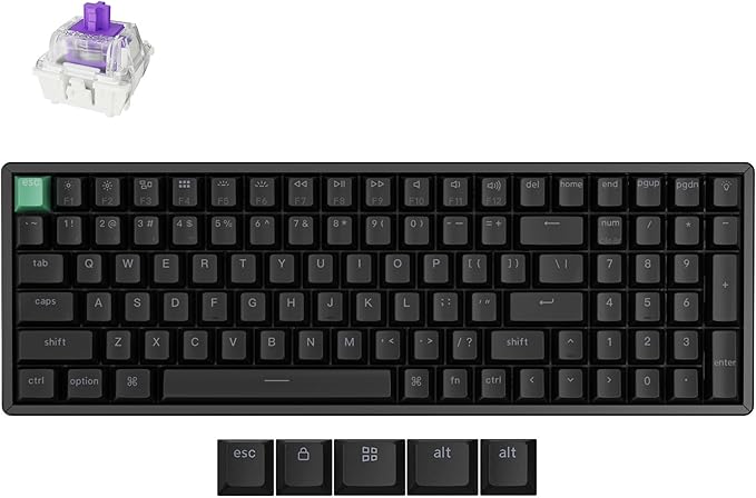 Keychron K4 HE 96% Wireless RGB Hall Effect Keyboard, Gateron Magnetic Switch, Analog Mode & Rapid Trigger, QMK/VIA, 2.4GHz/BT5.2/USB-C, Multitasker for Mac/Windows/Linux, Aluminum Frame - Black