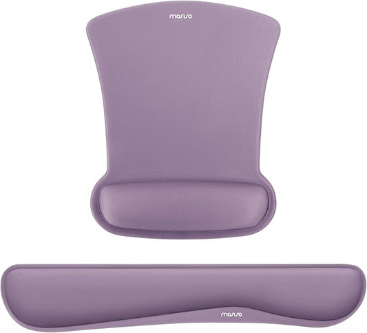 MOSISO Wrist Rest Support for Mouse Pad & Keyboard Set, Ergonomic Mousepad Non-Slip Base Home/Office Pain Relief & Easy Typing Cushion with Neoprene Cloth & Raised Memory Foam, Ultra Violet