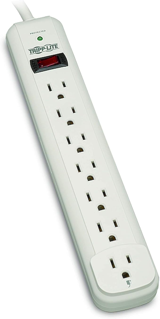 Tripp Lite 7 Outlet Surge Protector Power Strip, Extra Long 12ft Cord, Lifelong Warranty & $25,000 Insurance (TLP712),White