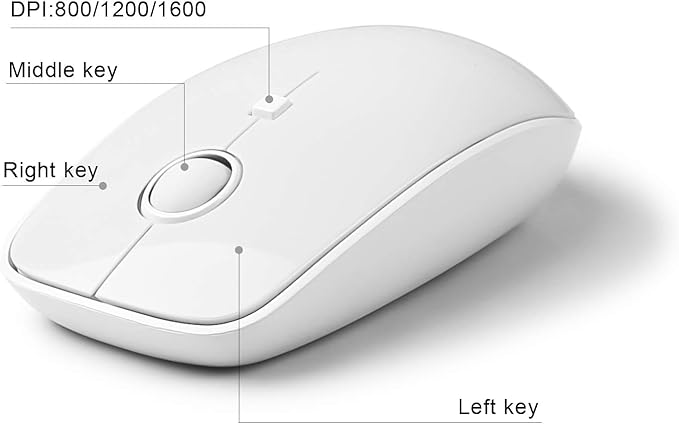 FOPETT Wireless Keyboard and Mouse Combo, 104 Keys Full-Sized 2.4 GHz Round Keycap Colorful Keyboards, USB Receiver Plug and Play, for Windows, Mac, PC, Laptop, Desktop (White)