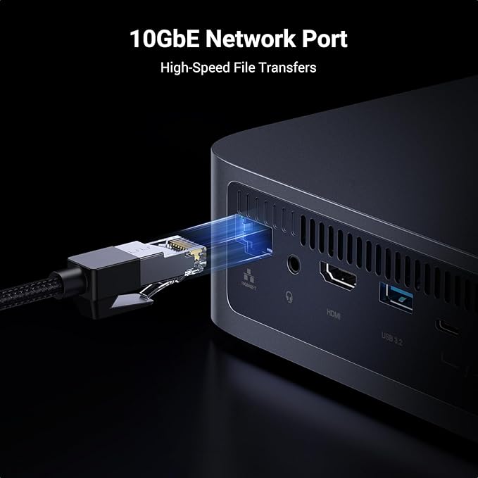 UGREEN NAS DXP480T Plus 4-Bay All-Flash SSD NAS, Intel i5 1235u 10-Core CPU, 8GB DDR5 RAM, Built-in 128G SSD, 10GbE Port, Wi-Fi 6, 4xM.2 NVMe Slots, 8KHDMI, 2xTBT4, Network Attached Storage (Diskless)