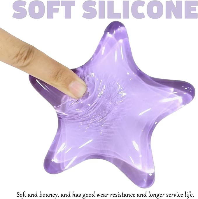Gel Wrist Rest for Keyboard and Mouse Transparent Purple Sea Star Elbow Pad Cushion Ergonomic Cute Clear Cool Mouse Wrist Pad Silicone Non-Slip Support for Computer Gaming Hand Pillow Ocean Beach