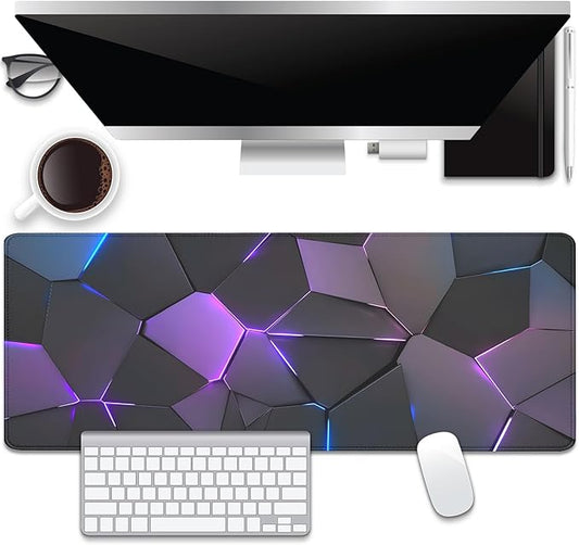 Extend Cool Polygons Desk Pad Mouse Pad,Large XL Mouse Mat with Stitched Edges,Non-Slip Rubber Base Large Mousepad for Office PC Keyboard Laptop and Homework Desk Mat(31.5X11.8 in)