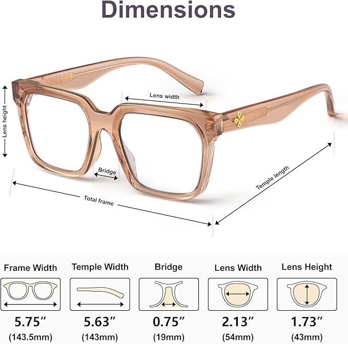 VISOONE Rectangle TR90 Blue Light Blocking Glasses Computer Eyewear with Preppy Look for Women and Men Cougar