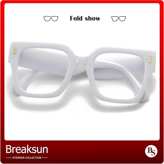 Fashion Oversized Blue Light Blocking Glasses for Women Men Trendy Big Square Frame Computer Eyeglasses