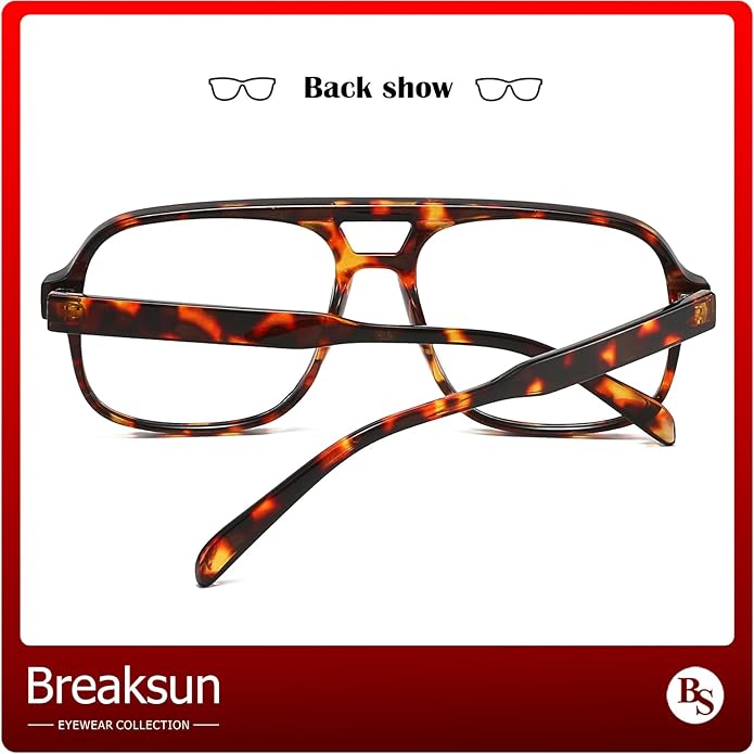 Oversized Square Aviator Glasses for Women Men Big Frame Retro Blue Light Blocking Glasses Vintage Style