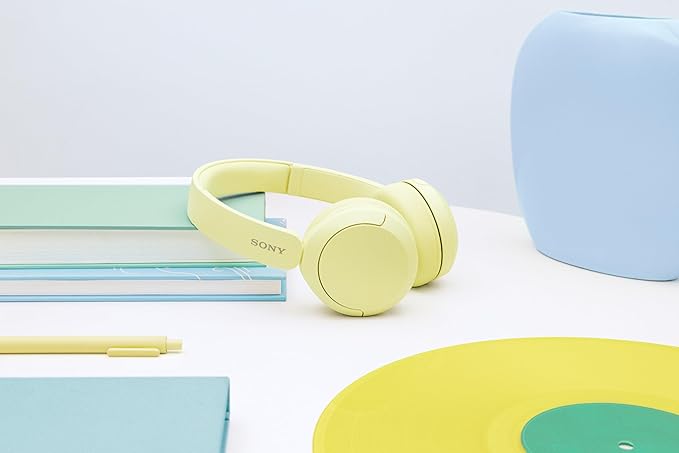 Sony WH-CH520 Wireless Headphones Bluetooth On-Ear Headset with Microphone and up to 50 Hours Battery Life with Quick Charging, Butter Yellow