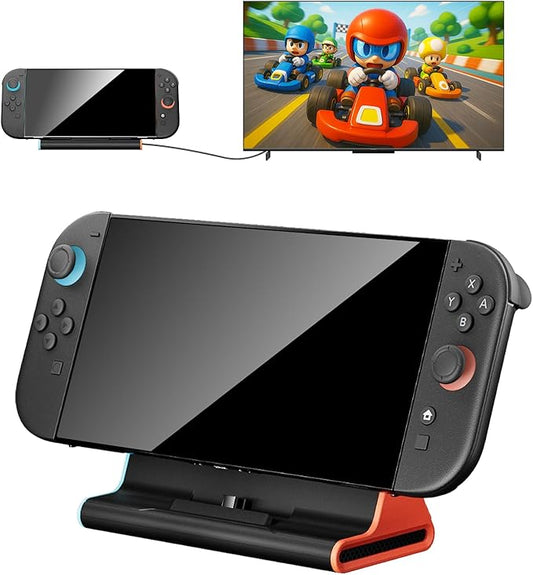 Switch 2 Dock - 4K TV Adapter - Portable Docking Station for Nintendo Switch2 New Game Console, Travel Stand Base Connector Accessories Set (3* USB 3.0 Ports, Type-C PD Charging Power Input)