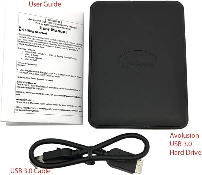 Avolusion 2TB USB 3.0 External Gaming Hard Drive (for PS4, Pre-Formatted) (HD250U3-X1-2TB) - 2 Year Warranty
