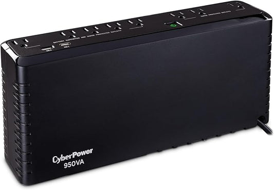 CyberPower SL950U Standby UPS Battery Backup and Surge Protector, 950VA/510W, 8 Outlets, USB Charge Ports, Slim Profile, UL Certified