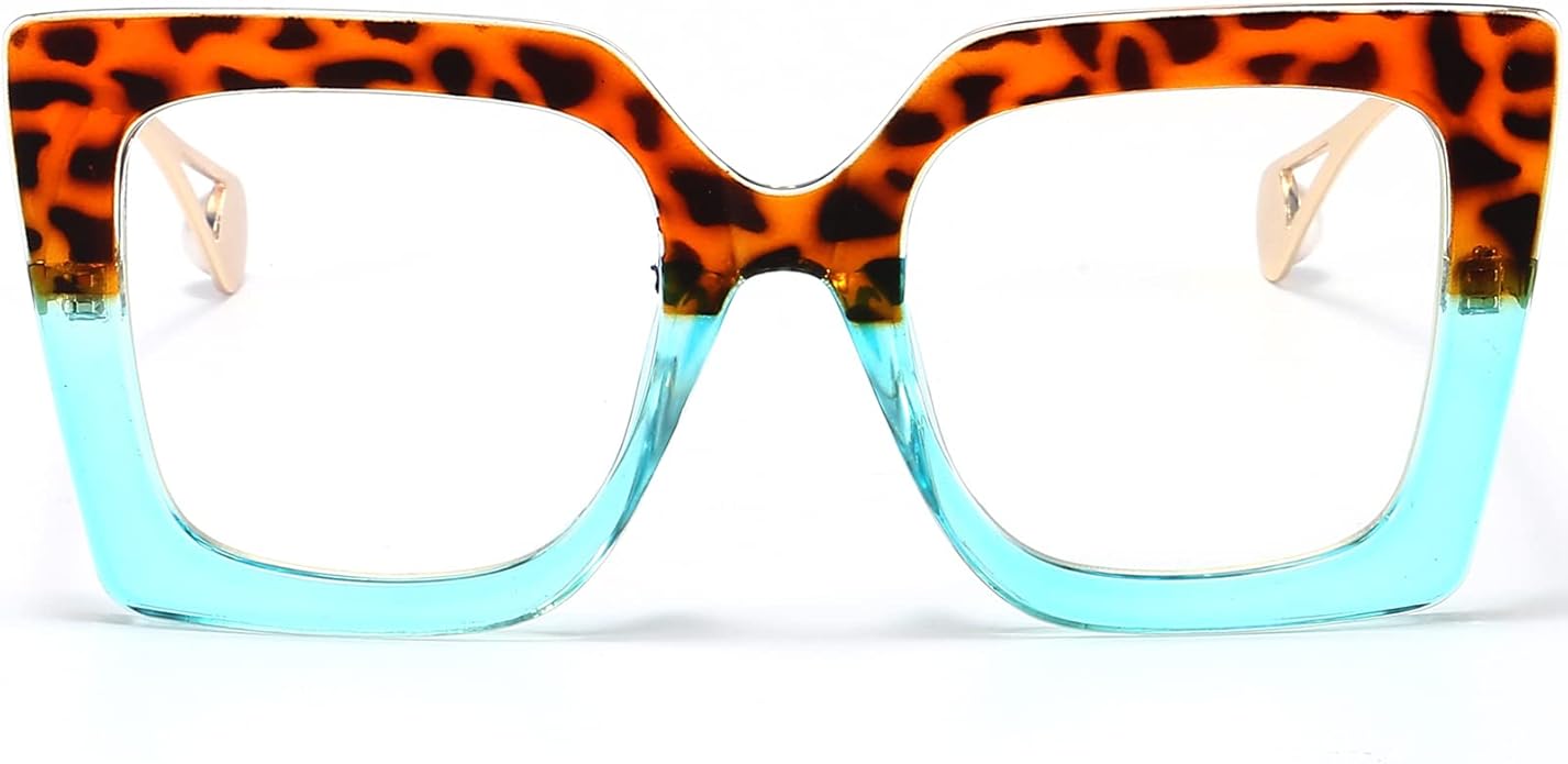 AIEYEZO Oversized Blue Light Glasses for Women, Anti Fatigue Prevent Headache Computer Eyeglasses