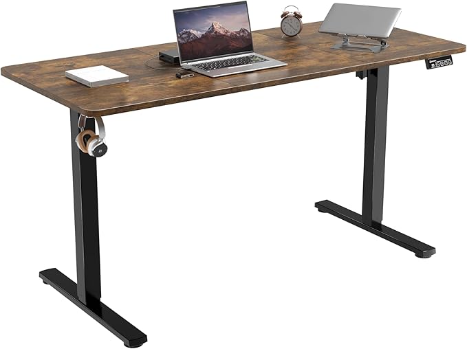 ERGOMAKER 55" Electric Standing Desk, Adjustable Height, Sit Stand Up Desk for Home Office & Computer Workstations, Memory Controller, Rustic Brown