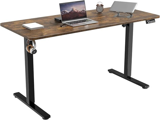 ERGOMAKER 55" Electric Standing Desk, Adjustable Height, Sit Stand Up Desk for Home Office & Computer Workstations, Memory Controller, Rustic Brown