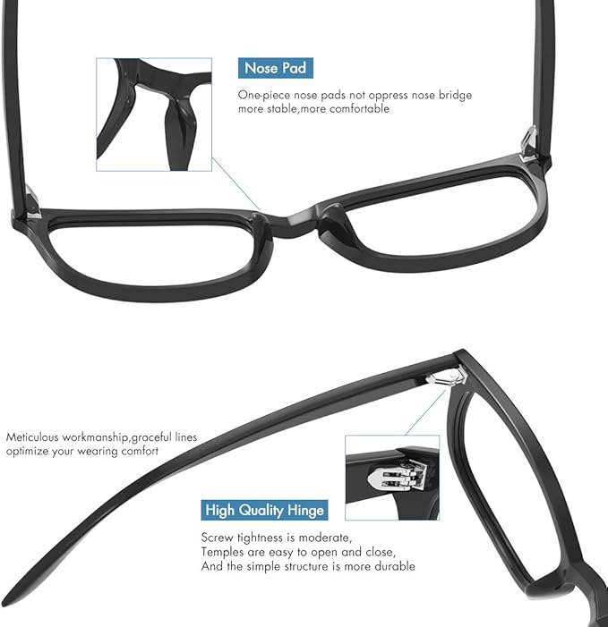 MEETSUN Blue Light Blocking Glasses Women Men, Anti Eye Strain Headache (Sleep Better),Computer Glasses UV400 Lens (T1 Black-Transparent Lens)