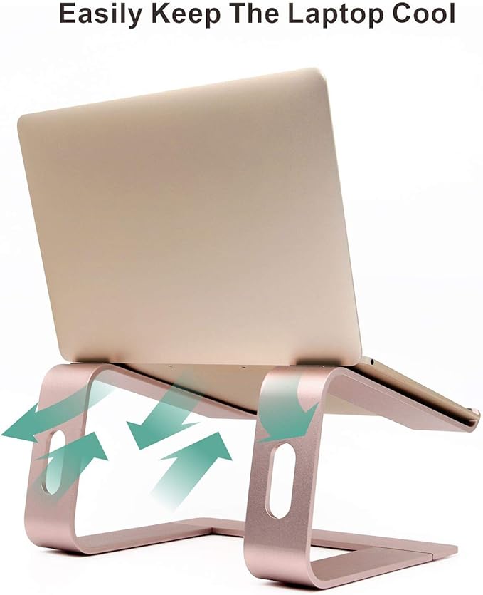 Cenawin Laptop Stand, Ergonomic Aluminum Laptop Mount Computer Stand, Detachable Laptop Riser，Notebook Holder Stand All 10-17.3" Laptops(Rose Gold)
