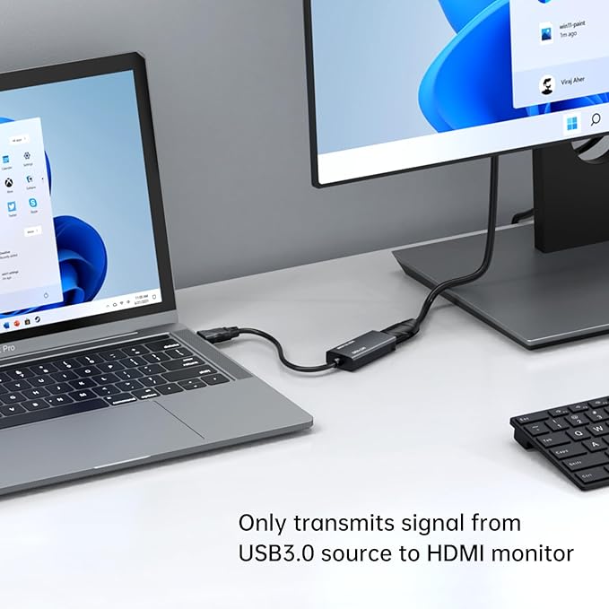 MT-VIKI USB 3.0 to HDMI Adapter, USB 3.0 to HDMI Male to Female Adapter, 1080P Compatible with Mac OS, Windows 10/8.1/8/7 (Uni-Directional) 1 Pack