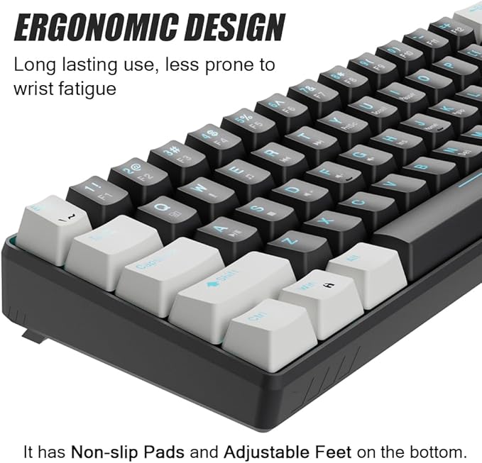 abucow 60% Mechanical Gaming Keyboard Brown Switch Wired Compact Keyboard Anti-Ghosting No-Conflict 61 Swappable keycaps Ergonomic Design for Windows/Mac