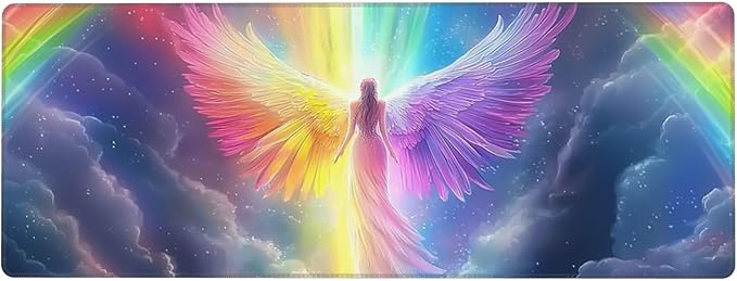 Anime Angel Desk Mat Large Gaming Mouse Pad Anime Angel Extended Mousepad Big in Laptop Computer Mouse Keyboard Mat for Office Desk Decor 31.5x12 in