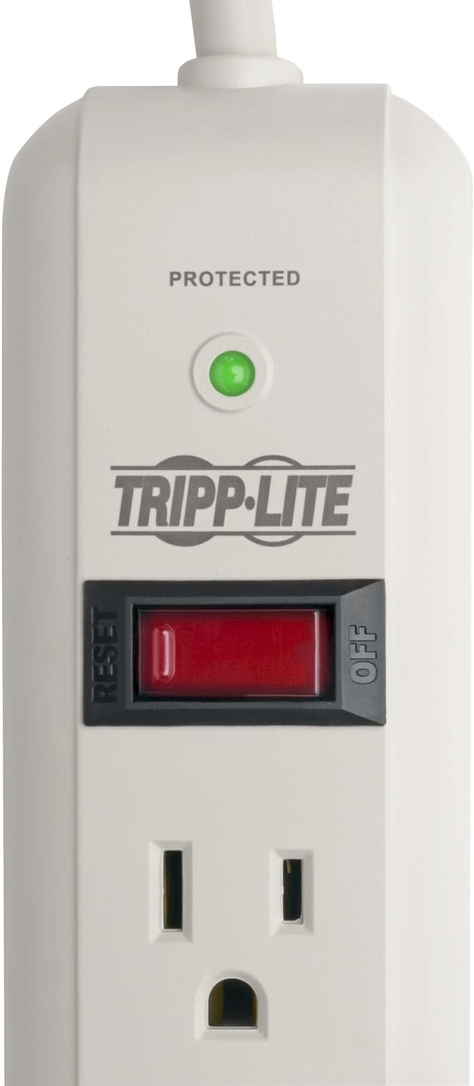 Tripp Lite 7 Outlet Surge Protector Power Strip, Extra Long 12ft Cord, Lifelong Warranty & $25,000 Insurance (TLP712),White