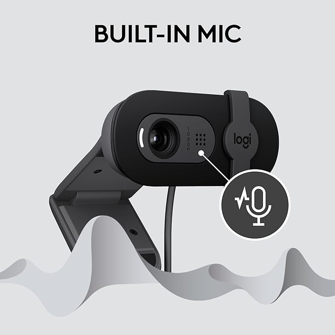 Logitech Brio 101 Full HD 1080p Webcam for Meetings, Streaming, Desktop, Laptop, PC - Built-in Mic, Shutter, Works with Zoom, Microsoft Teams, Nintendo Switch 2’s new GameChat Mode, USB-A,-Black
