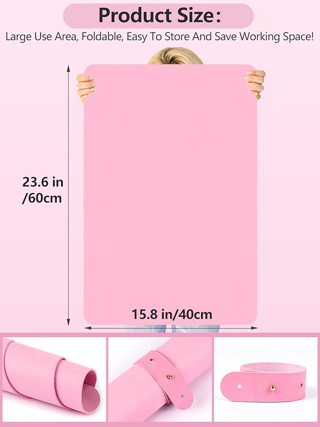 (MAT ONLY) Nail Art Table Mat, Nail Arm Rest Pad for Acrylic Nails, Soft Microfiber PU Leather Nail Mat for Table, Foldable Nail Hand Rest Pillow Manicure Pad, Acrylic Nail Desk Mat for Nail Cushion