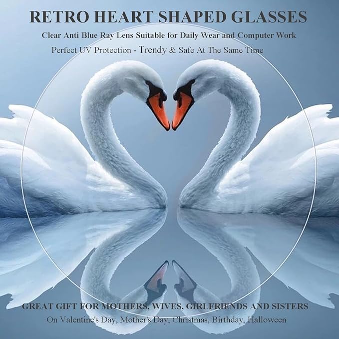 Gleyemor Heart Shaped Blue Light Glasses for Women Cute Computer Glasses