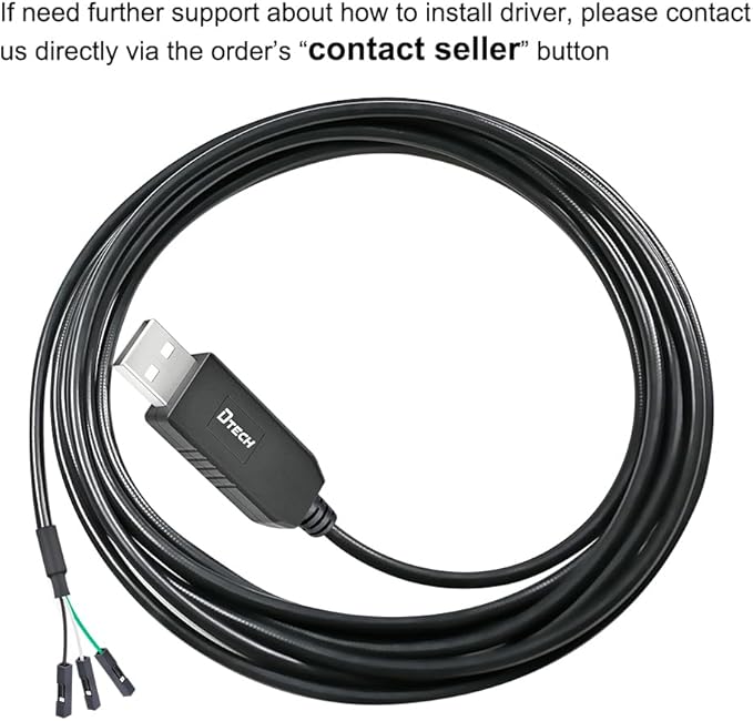 DTECH 6ft USB to TTL Serial Cable 3.3V 3 Pin TX RX Signal UART Adapter Genuine FTDI FT232RL Chip Debug Cord Compatible with Windows 11 10 8 7 Linux MAC OS 3Pin 3v3 2.54mm Dupont Female Header
