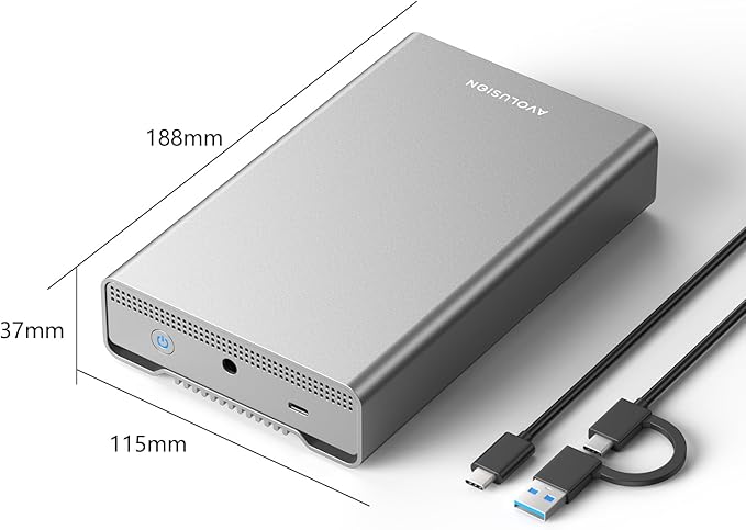 Avolusion PRO-G2 14TB USB 3.2 Gen 2 (10Gbps) USB-C External Hard Drive for Windows/MacOS (Silver)