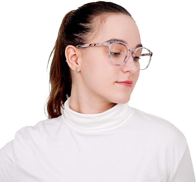 LifeArt Round Blue Light Blocking Glasses, Computer Glasses, Gaming Glasses, TV Glasses for Women Men (Marble, 3.75 Magnification)