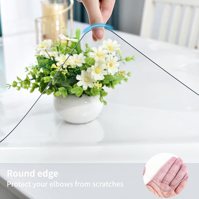 Clear Desk Mat, Non-Slip PVC Desk Protector Mat with Round Edge, Heat Resistant & Waterproof Clear Desk Writing Mat for Home and Office (47.2"*23.6")
