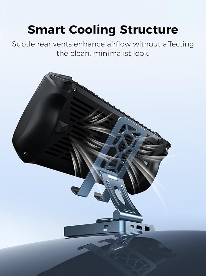 NEWQ iPad Docking Station Stand, 11-in-1 Adapter with 4K@120Hz HDMI, 10Gbps USB Ports, SD/TF 4.0 Reader, RJ45, Audio, for Tablets, Steam Deck, ROG Ally, Legion Go, Msi Claw(with 65W Adapter)